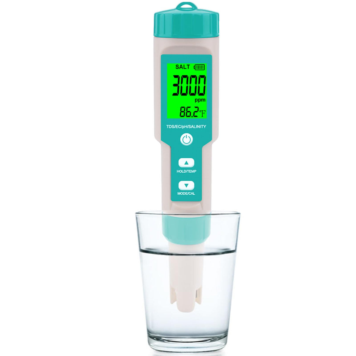 T TESTRUST Pool Salt Tester front view with clear LCD display