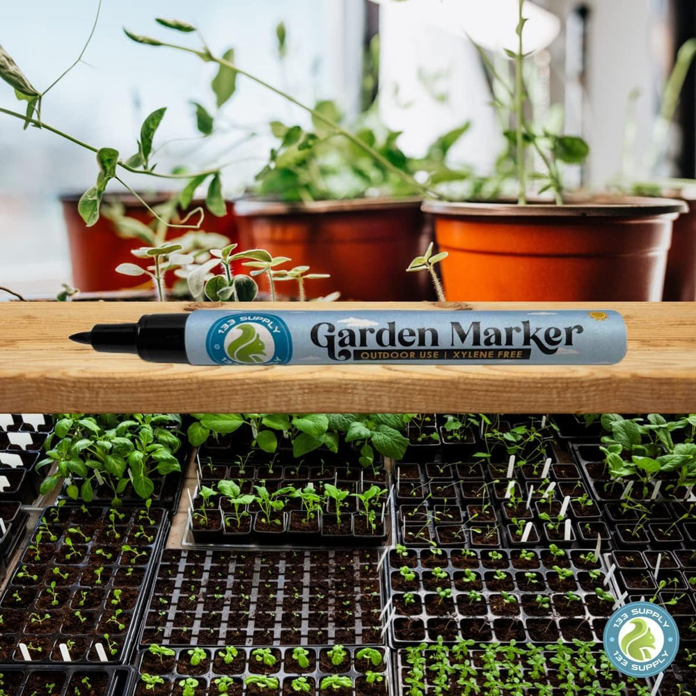 T-Type plant labels inserted in soil for seedlings