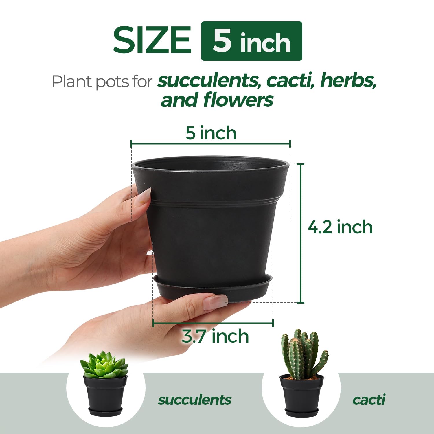 T4U 5 inch small plant pot black side view