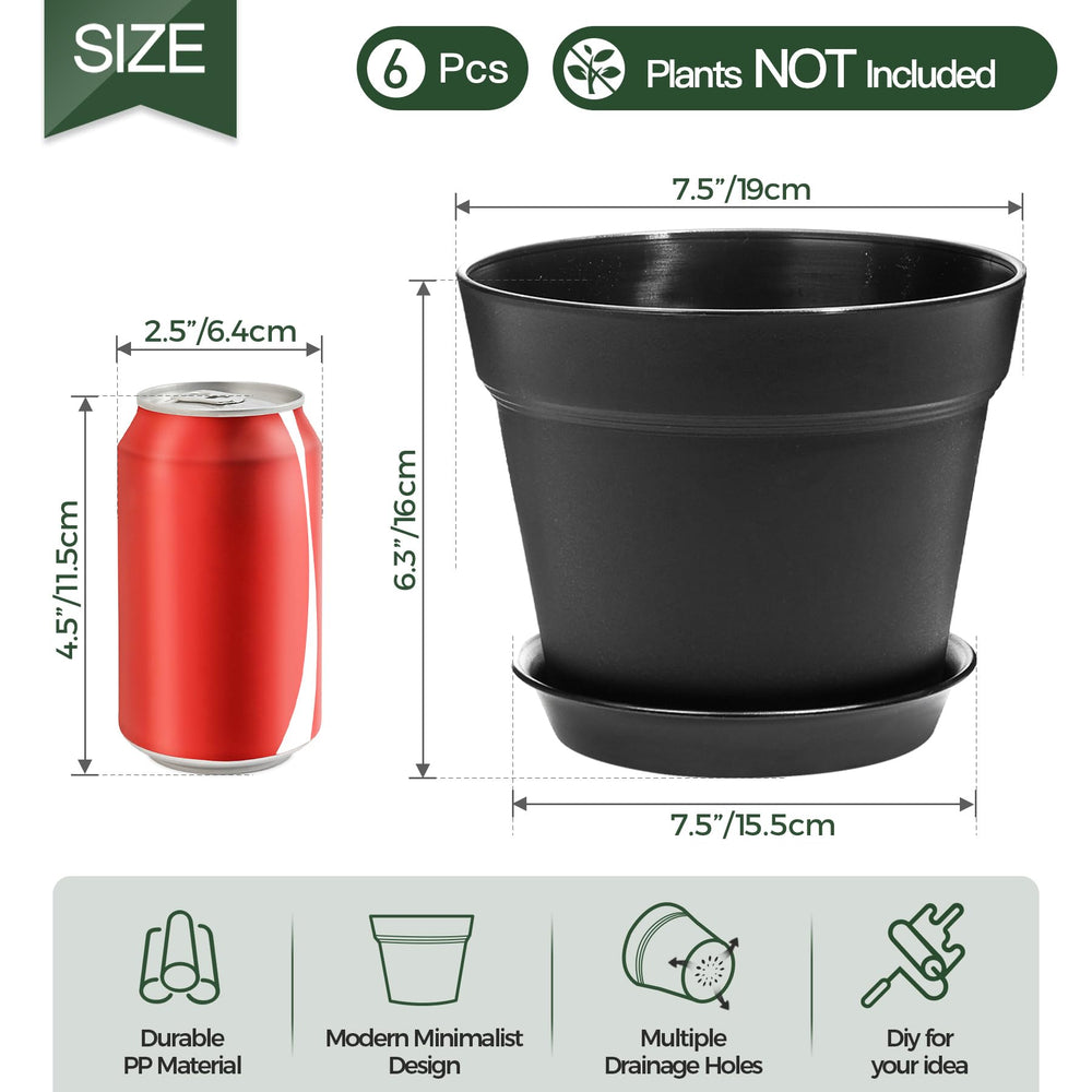 T4U 7.5 inch flower pot with tray showing drainage feature