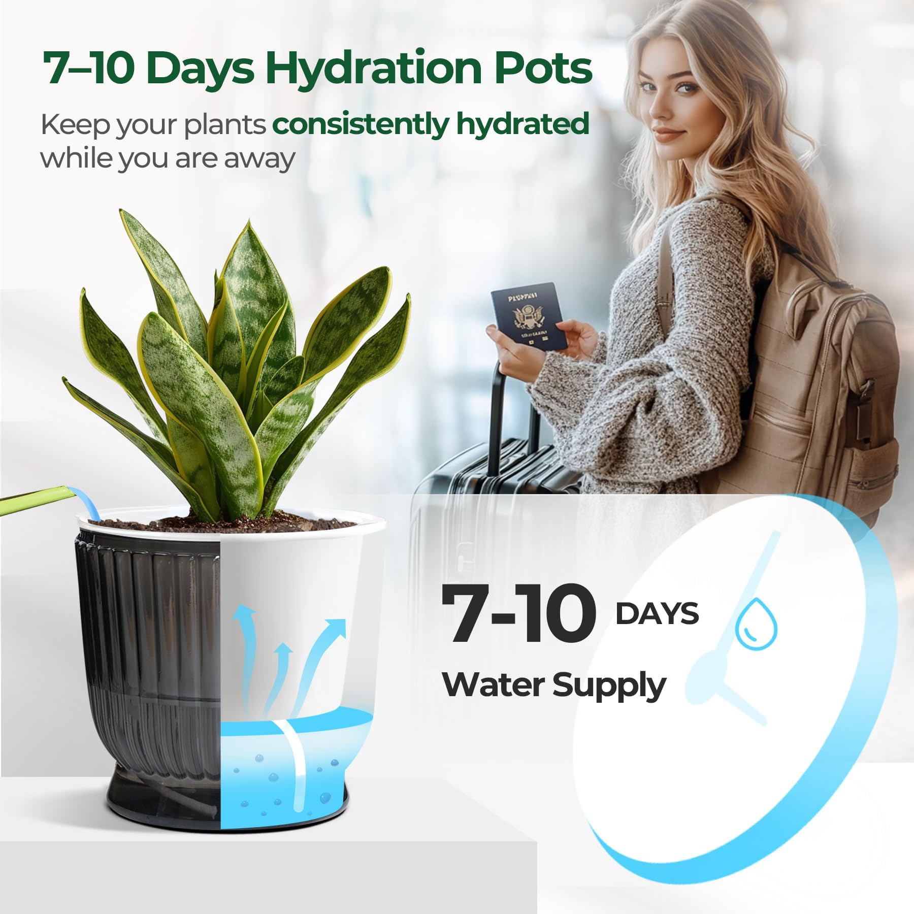 T4U Self Watering Pot 4 Inch side view with plant