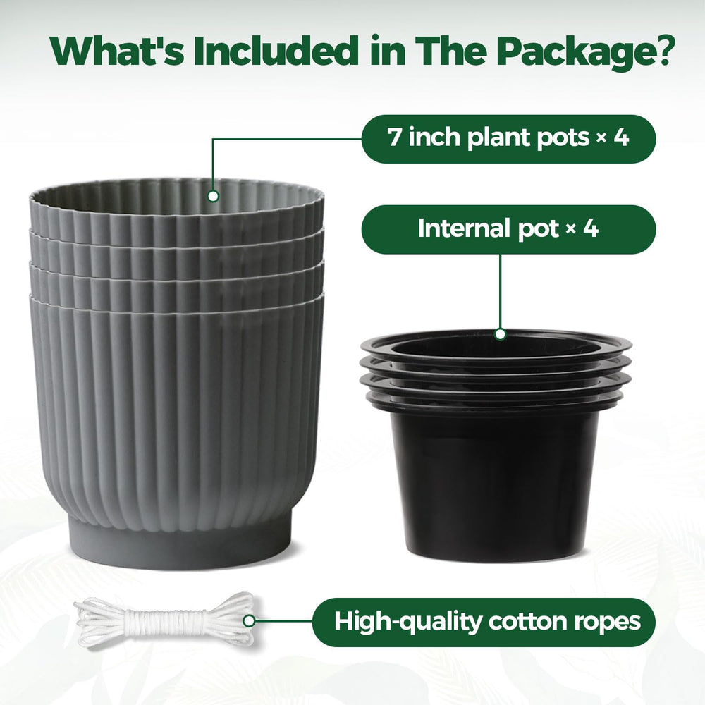 T4U Self Watering Pot 7 inch gray with water reservoir