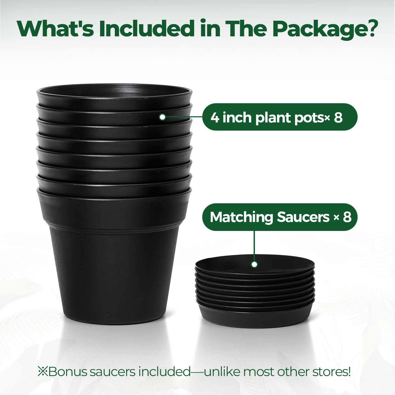 T4U Small Plant Pots 4 Inch black with different plants