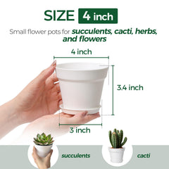 T4U Small Plant Pots 4 Inch white stacked view