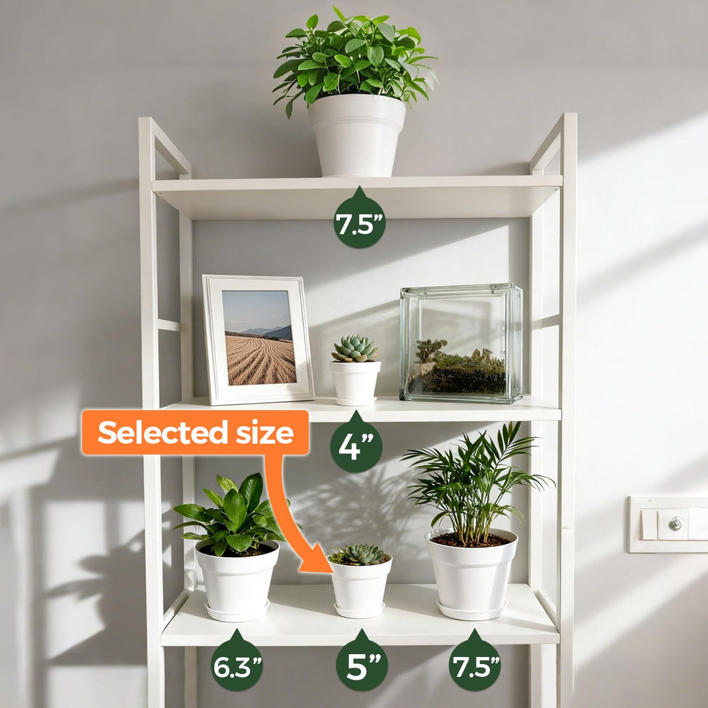 T4U white plant pots with matching saucers displayed on a table