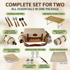 Tableware set with plates and cups inside the picnic basket