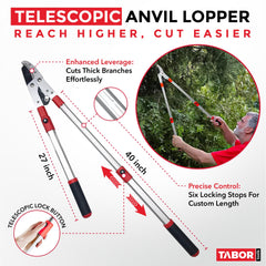 TABOR TOOLS Extendable Anvil Lopper close-up of hardened carbon steel blade