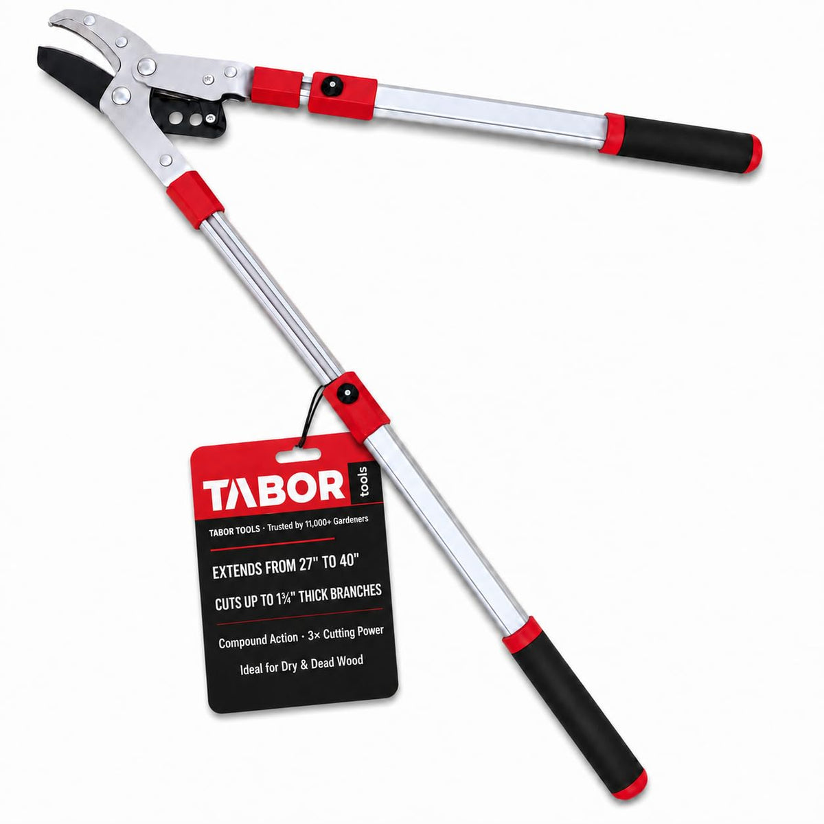 TABOR TOOLS Extendable Anvil Lopper front view with red handle