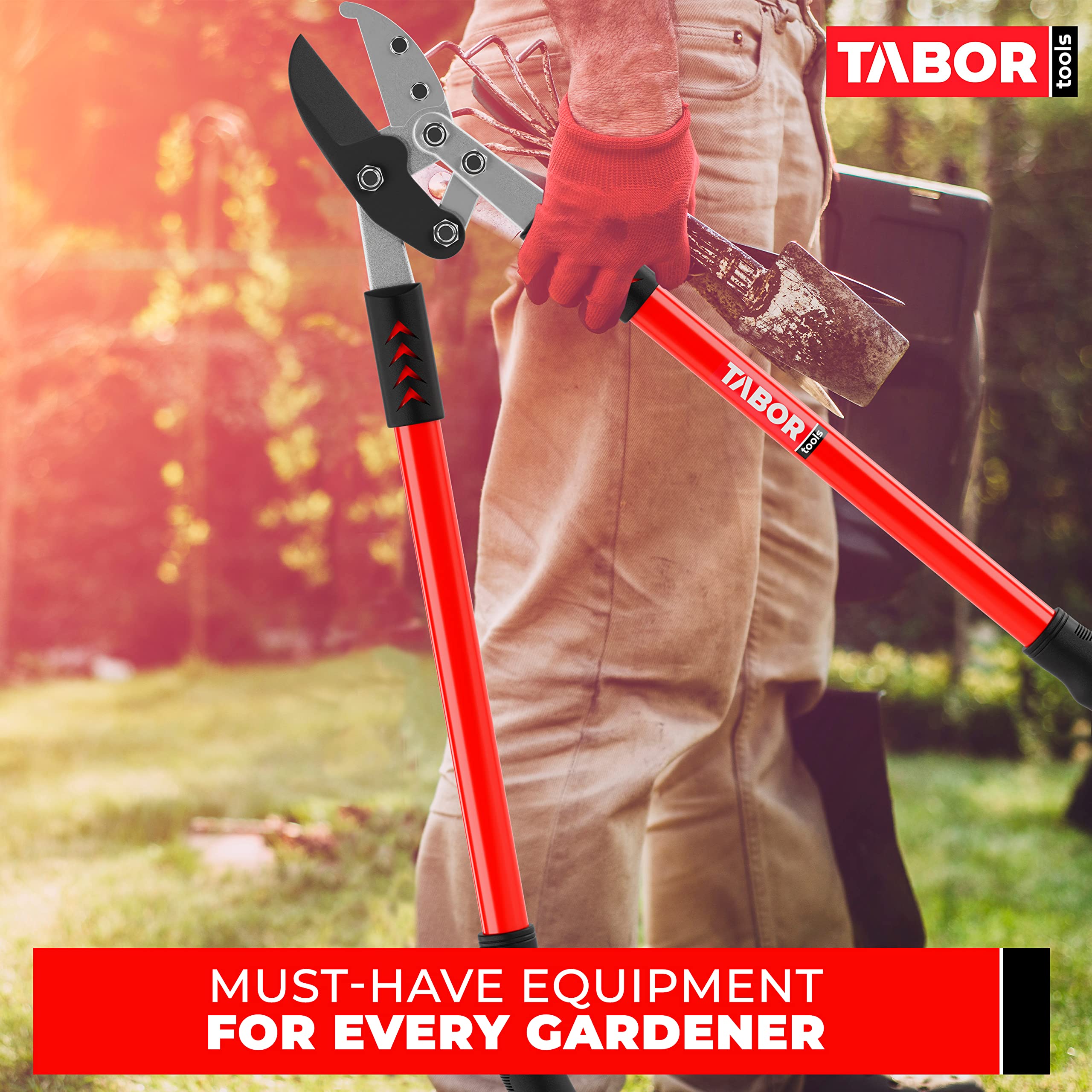 TABOR TOOLS GG12A Anvil Lopper showing rubberized grip handles