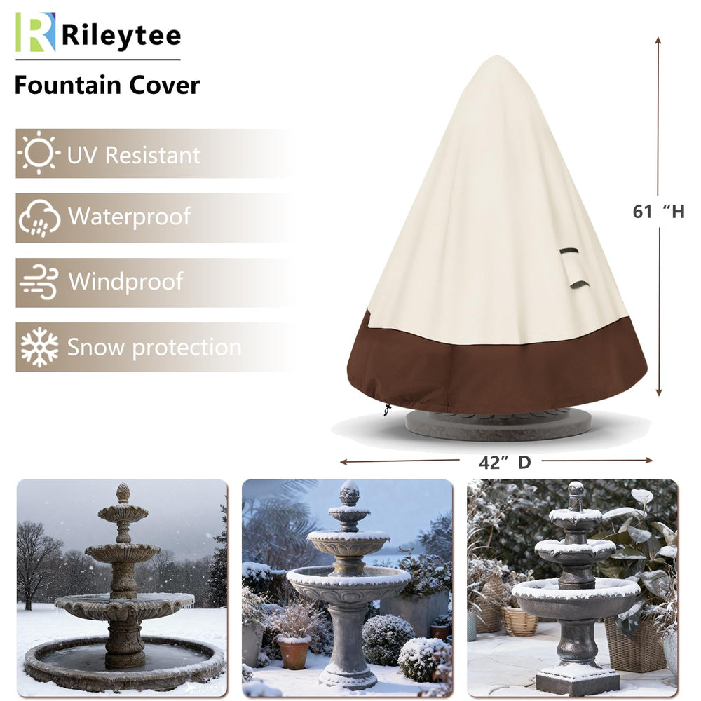 TACOMA Fountain Cover 42" Dia x 61" H displayed on a garden fountain