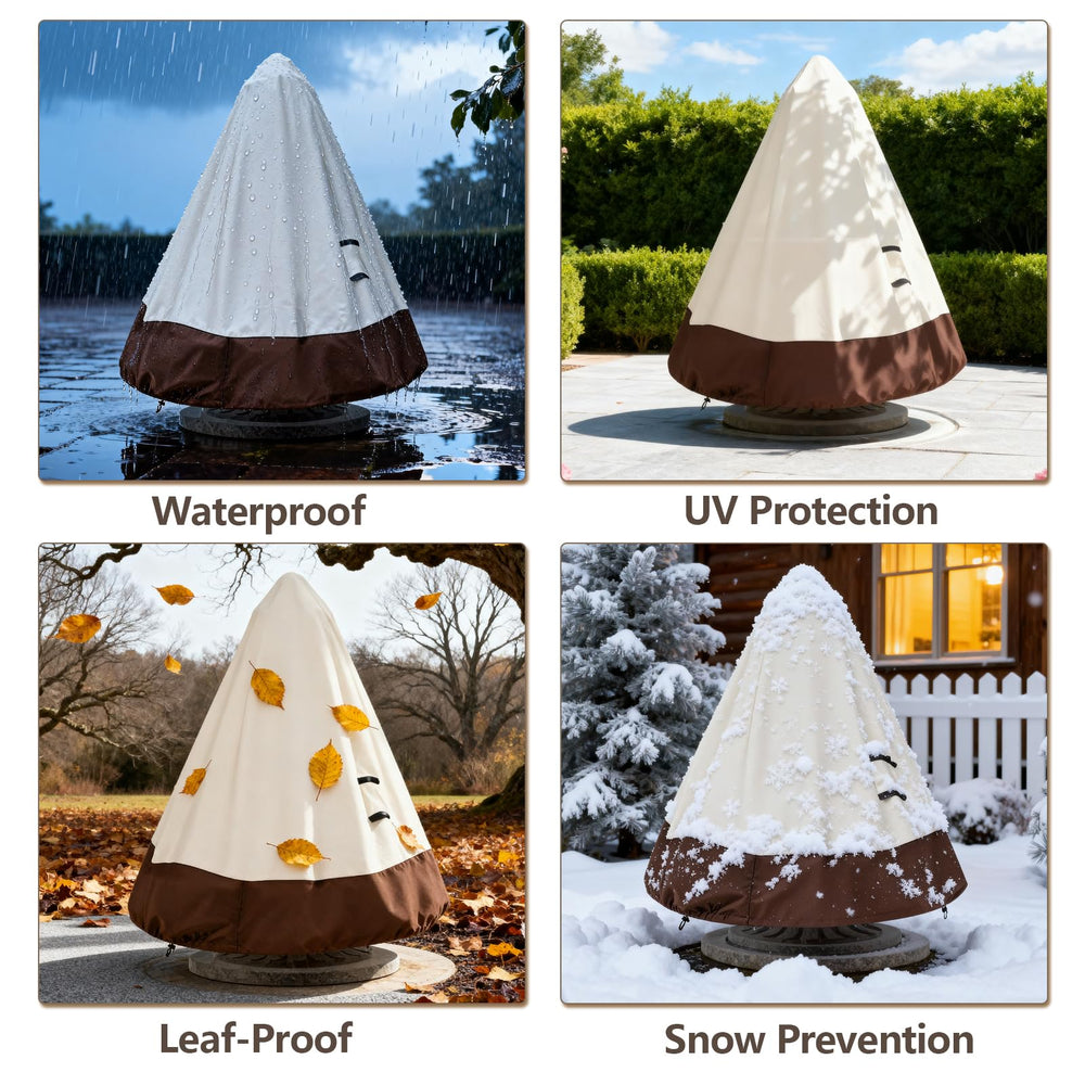 TACOMA Fountain Cover in beige and brown outdoors