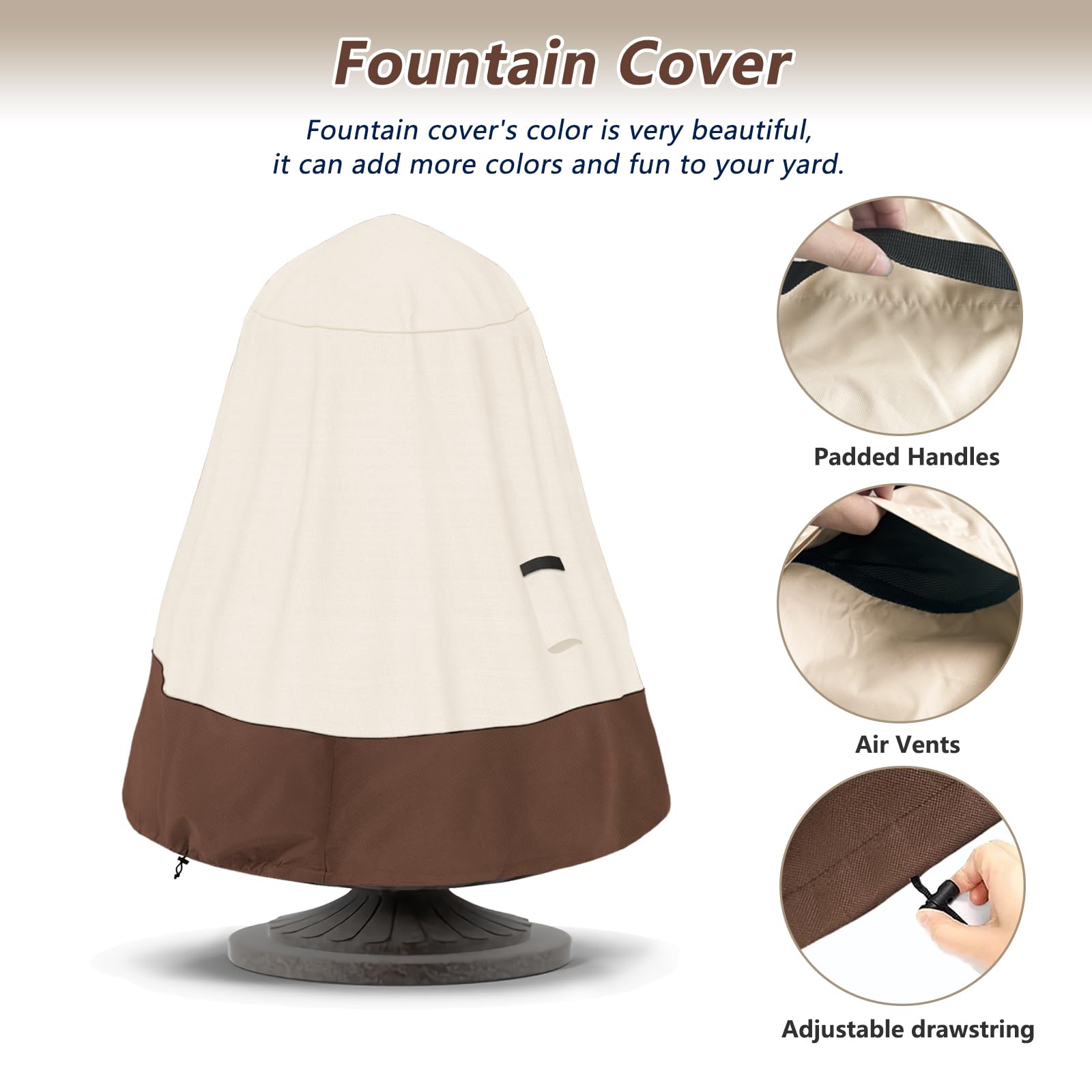 TACOMA Fountain Cover made of heavy-duty waterproof material