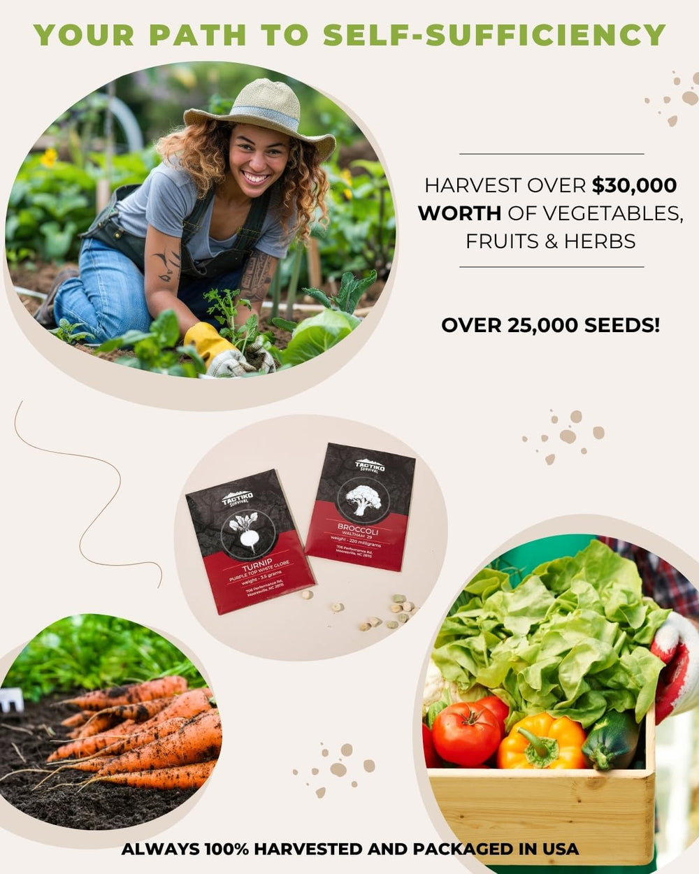 Tactiko Vegetable Seed Kit packaging dimensions