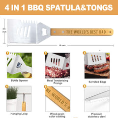 Taesun BBQ fork with stainless steel finish and wooden handle