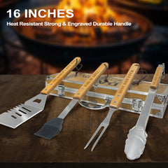 Taesun BBQ tongs resting on a grill surface