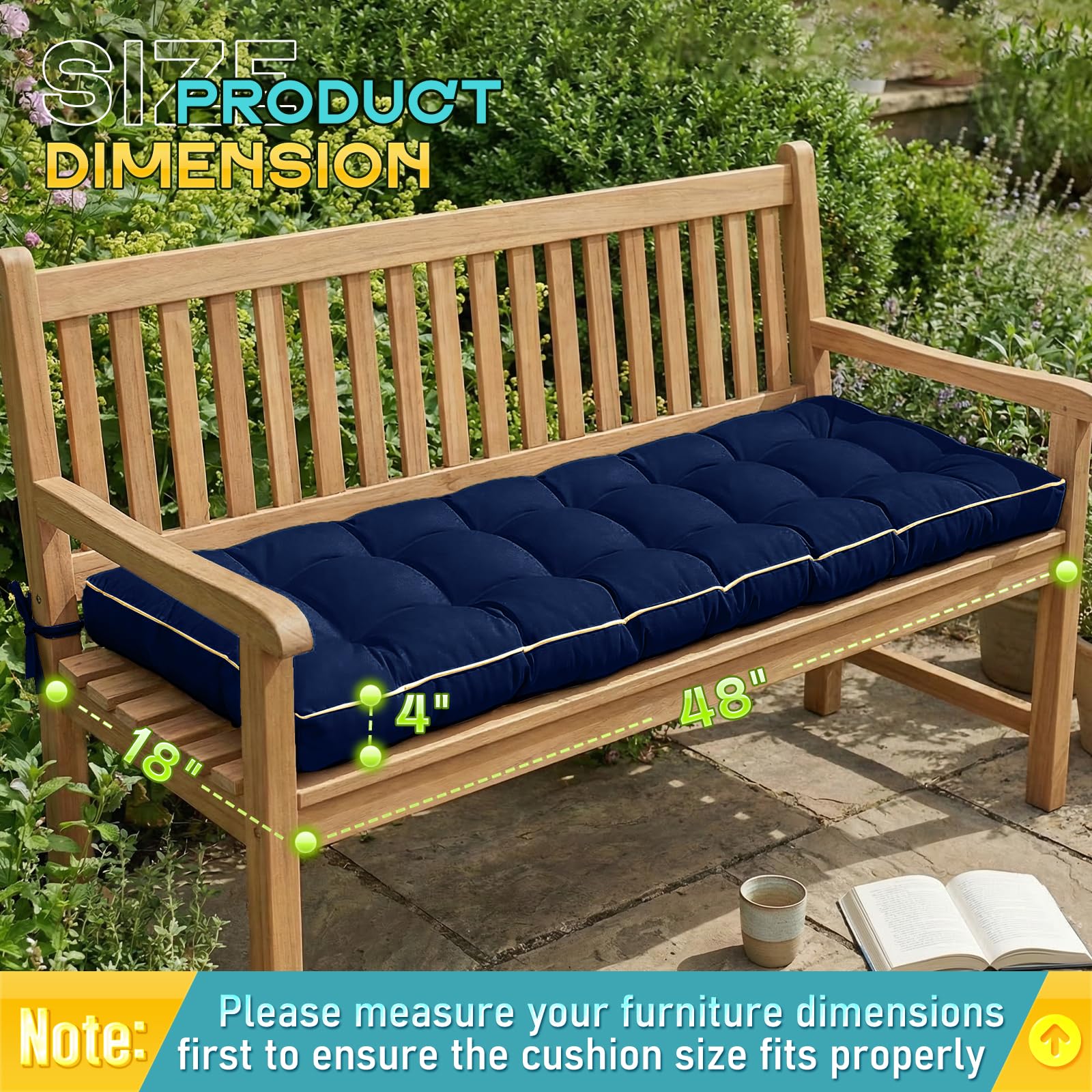 TaiBest Outdoor Bench Cushion displayed in a porch setting