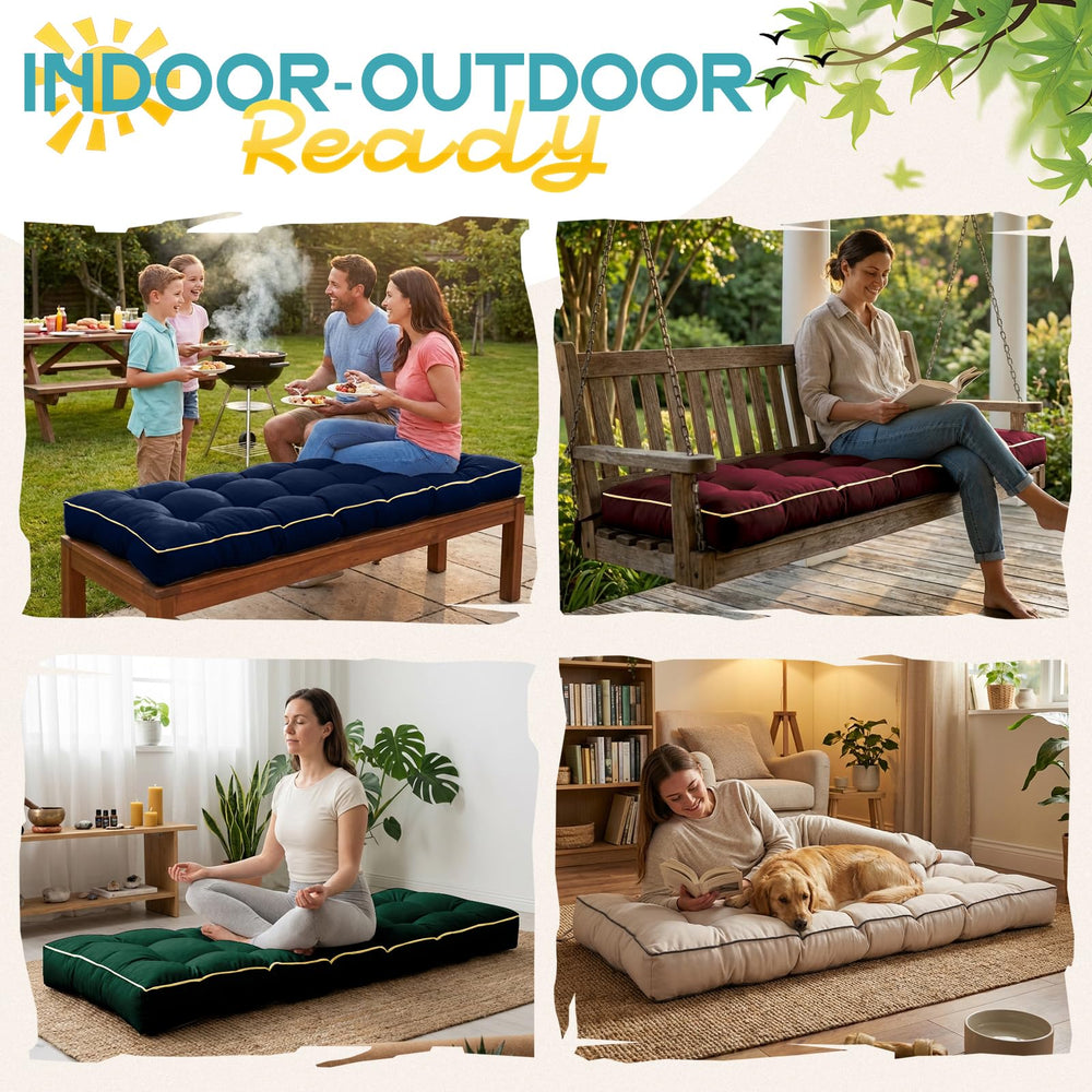 TaiBest Outdoor Bench Cushion showing non-slip backing