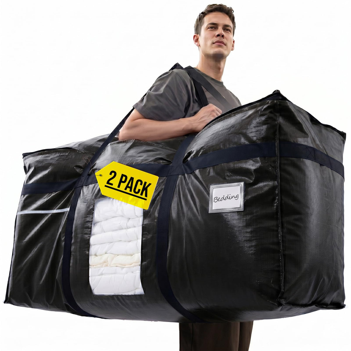 TAILI 2 Pack XXL Storage Bags black front view