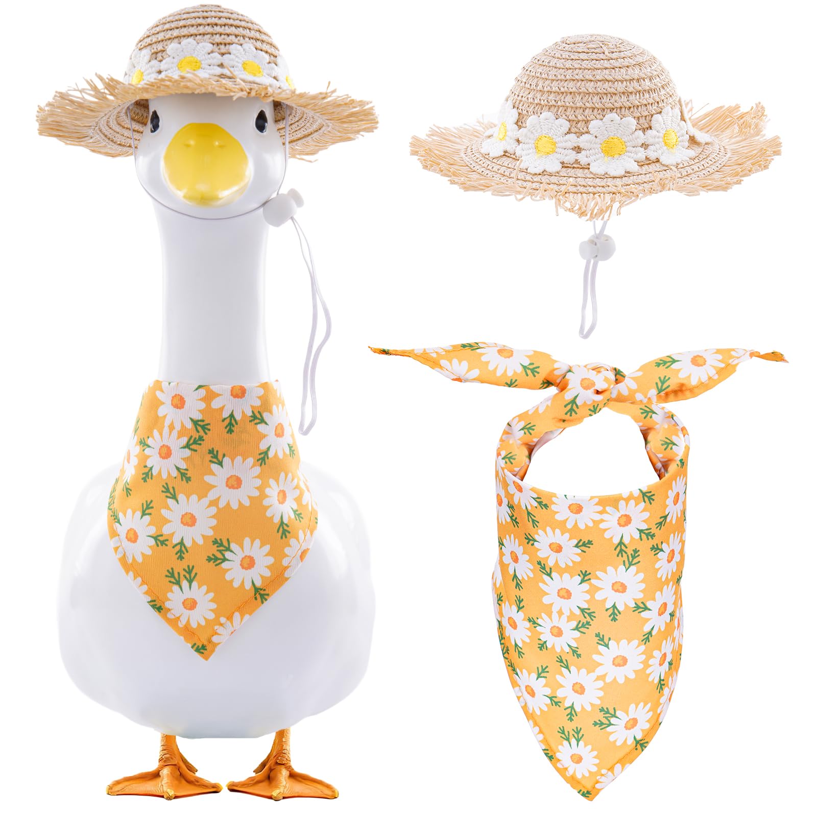 TAKEALOOKO Fall Porch Goose Outfit with Daisy Hat and Bib