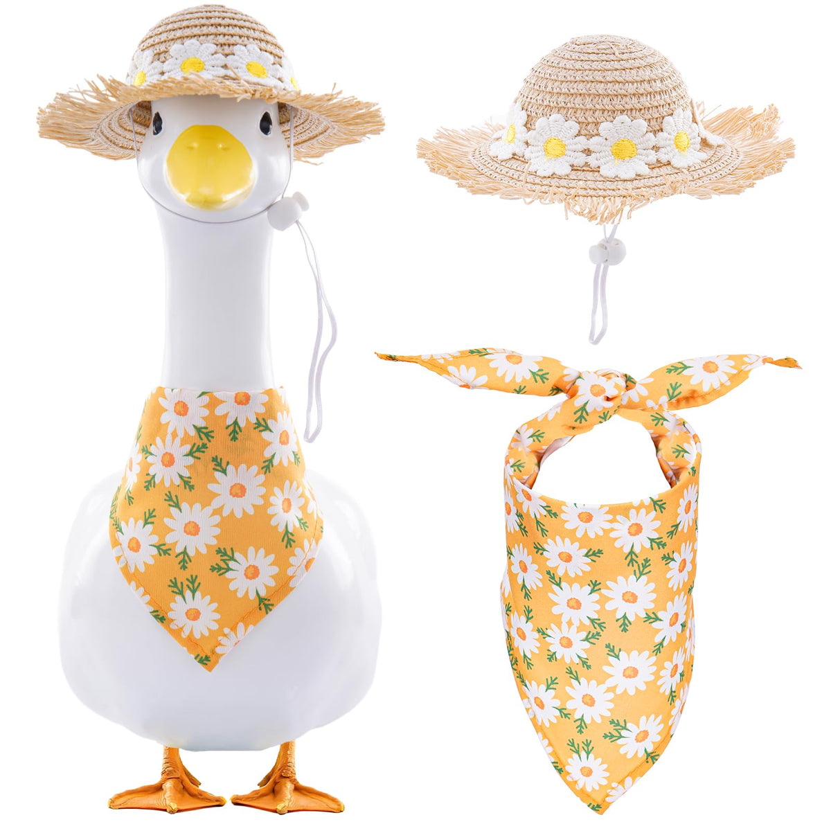 TAKEALOOKO Fall Porch Goose Outfit with Daisy Hat and Bib