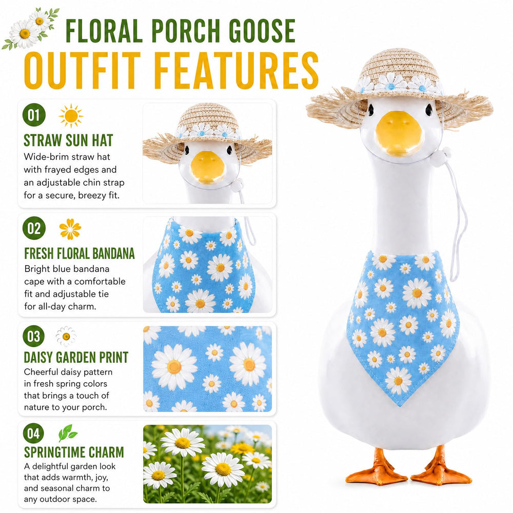 TAKEALOOKO goose outfit displayed in a garden setting