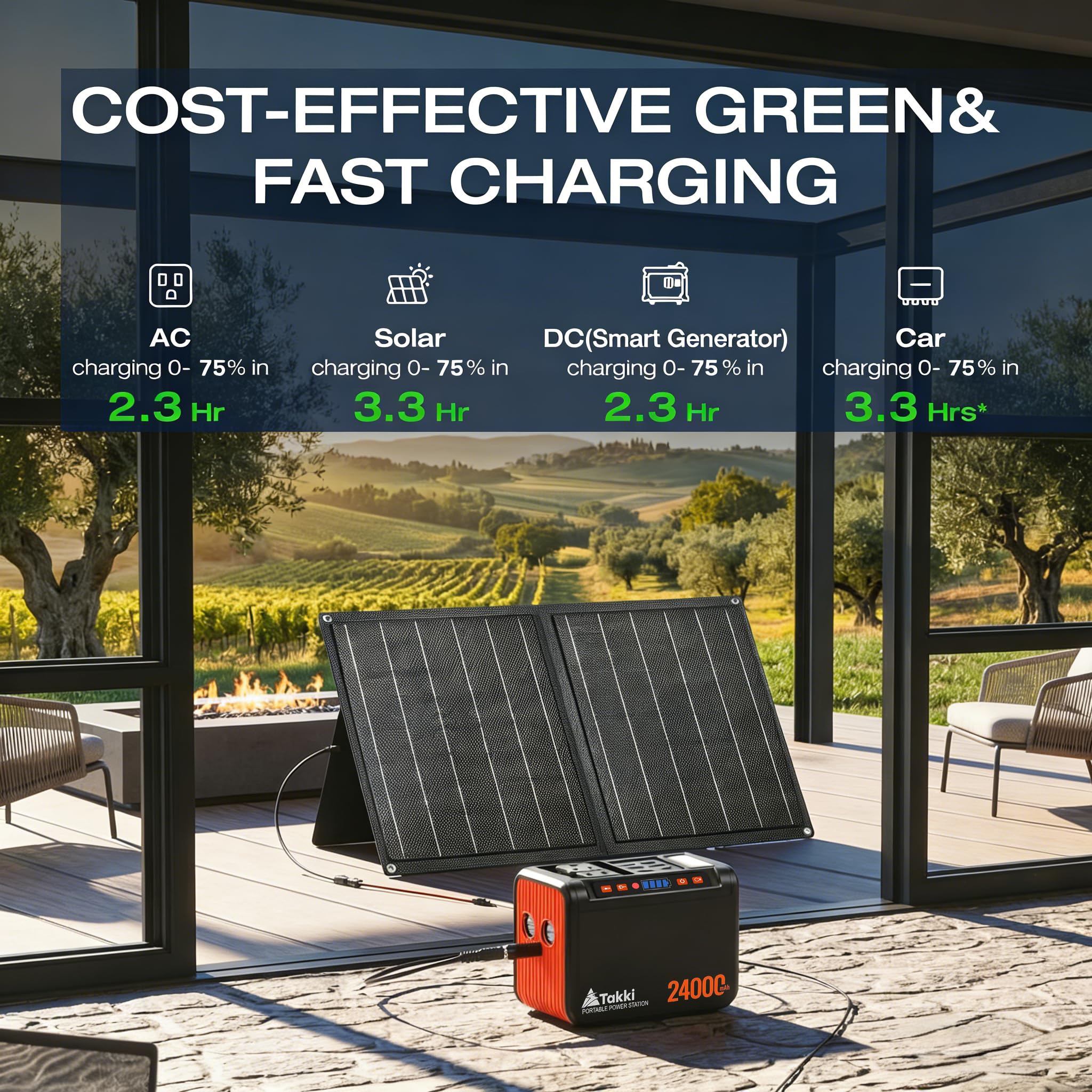 Takki Solar Generator 88.8Wh power station side view