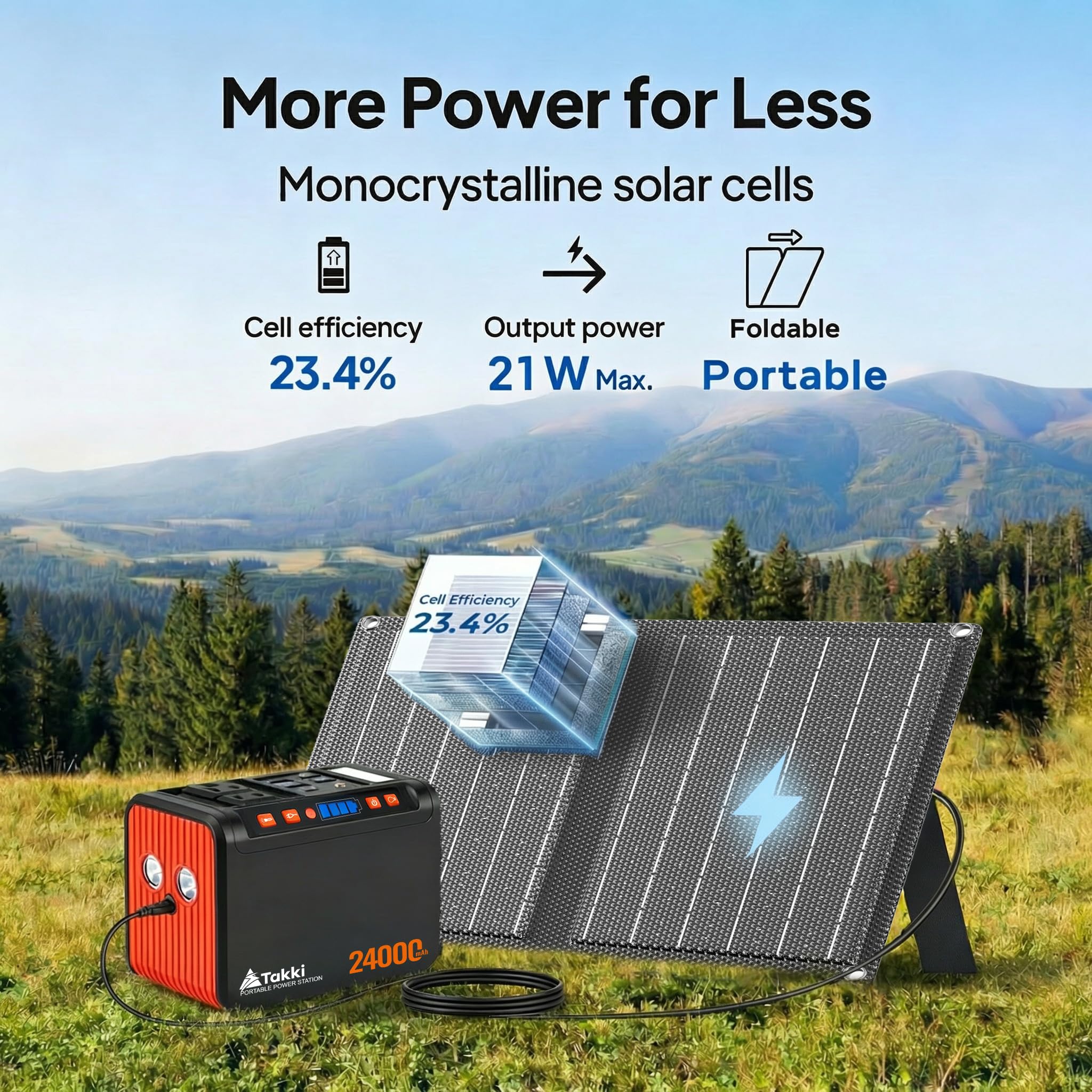 Takki Solar Generator with built-in LED flashlight