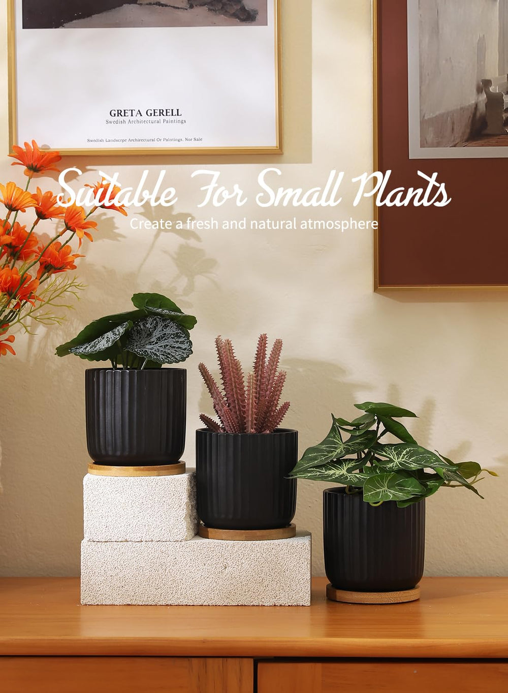 TAMAYKIM black ceramic pot with mesh pad