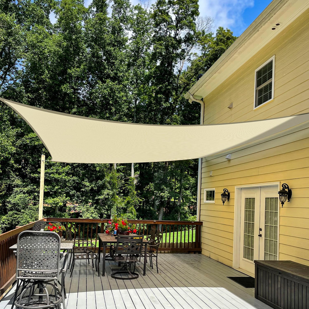 TANG 6' x 6' Sun Shade Sail beige front view