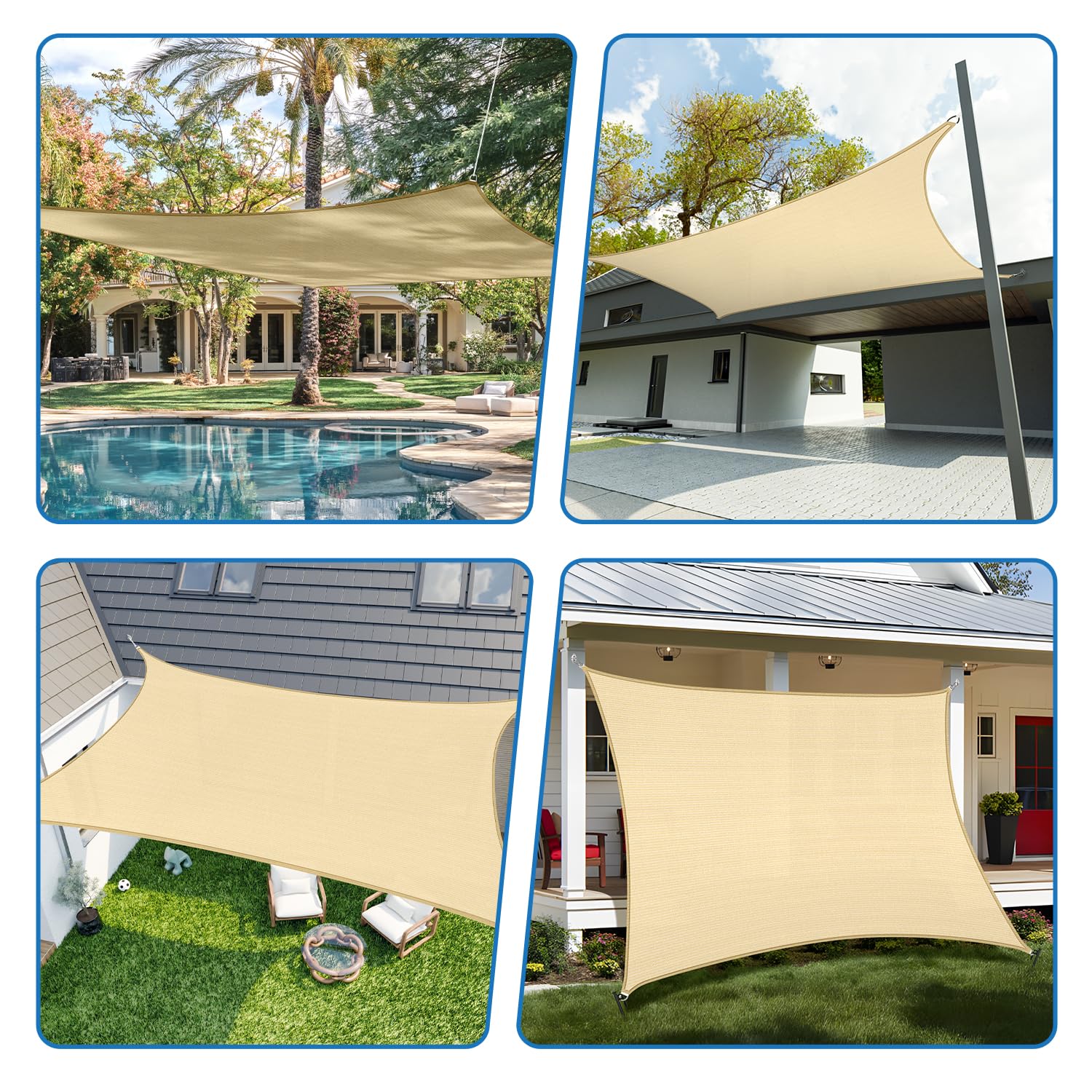 TANG sun shade sail hanging in a backyard