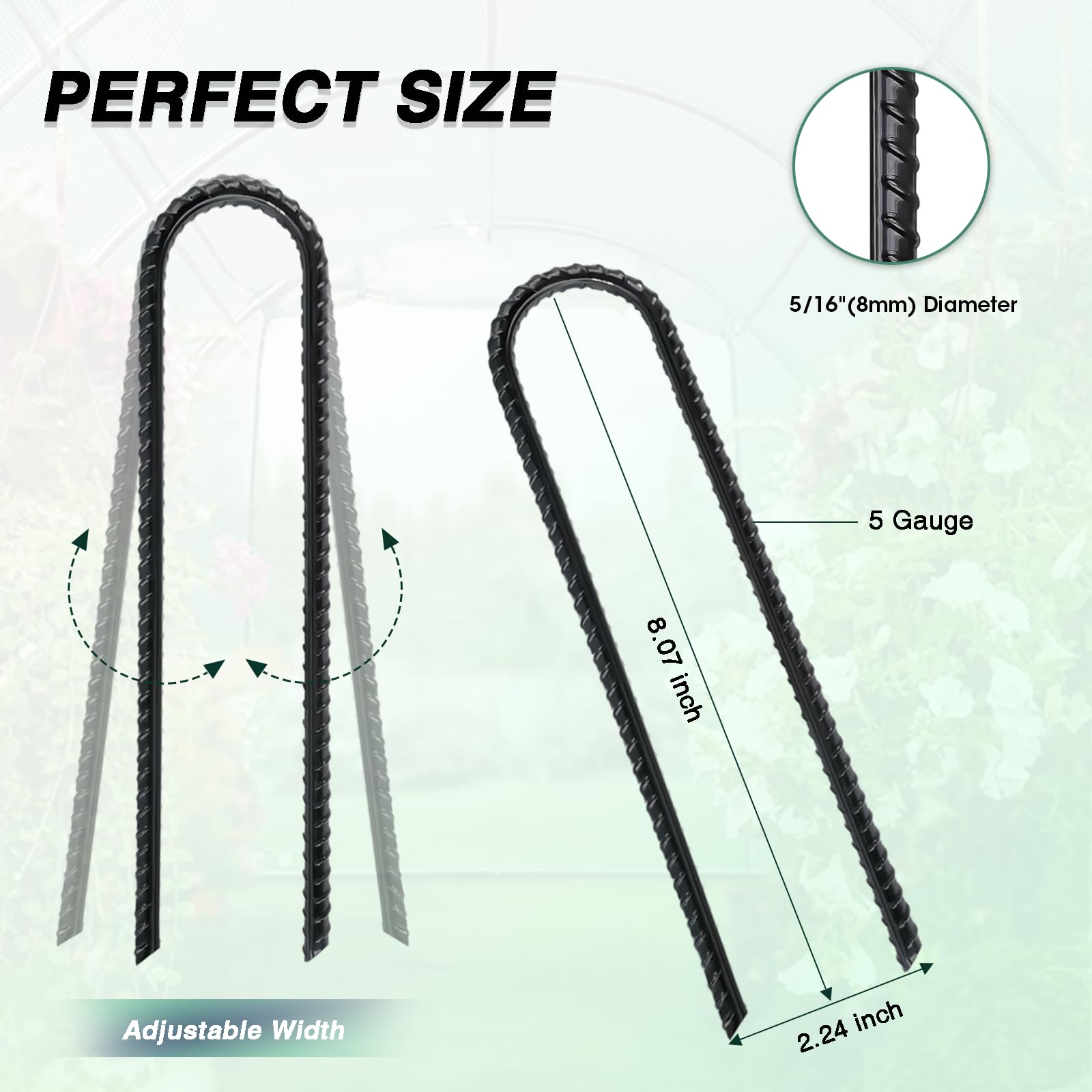 TANGJEAMER 8 Inch Rebar Stake sharp tip close-up