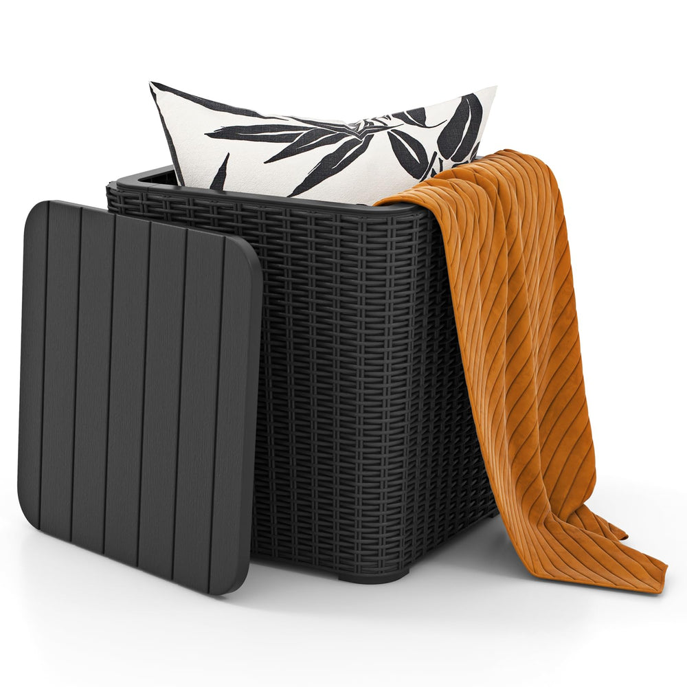 Tangkula 11.5 Gallon Waterproof Deck Box front view in black