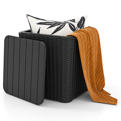 Tangkula 11.5 Gallon Waterproof Deck Box front view in black