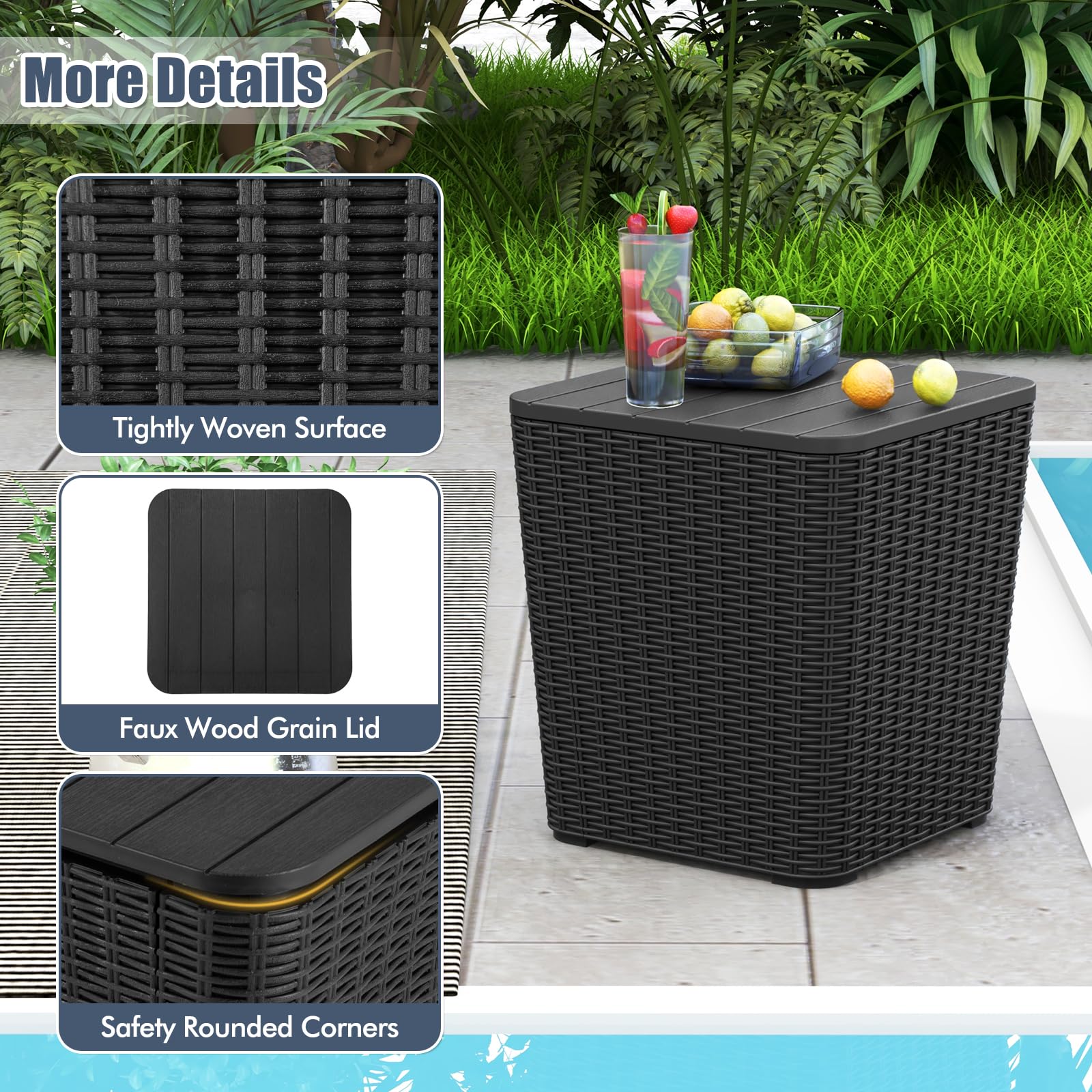 Tangkula 11.5 Gallon Waterproof Deck Box side view