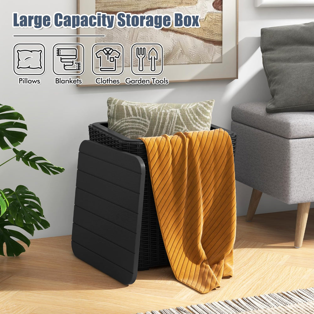 Tangkula deck box in outdoor setting with cushions