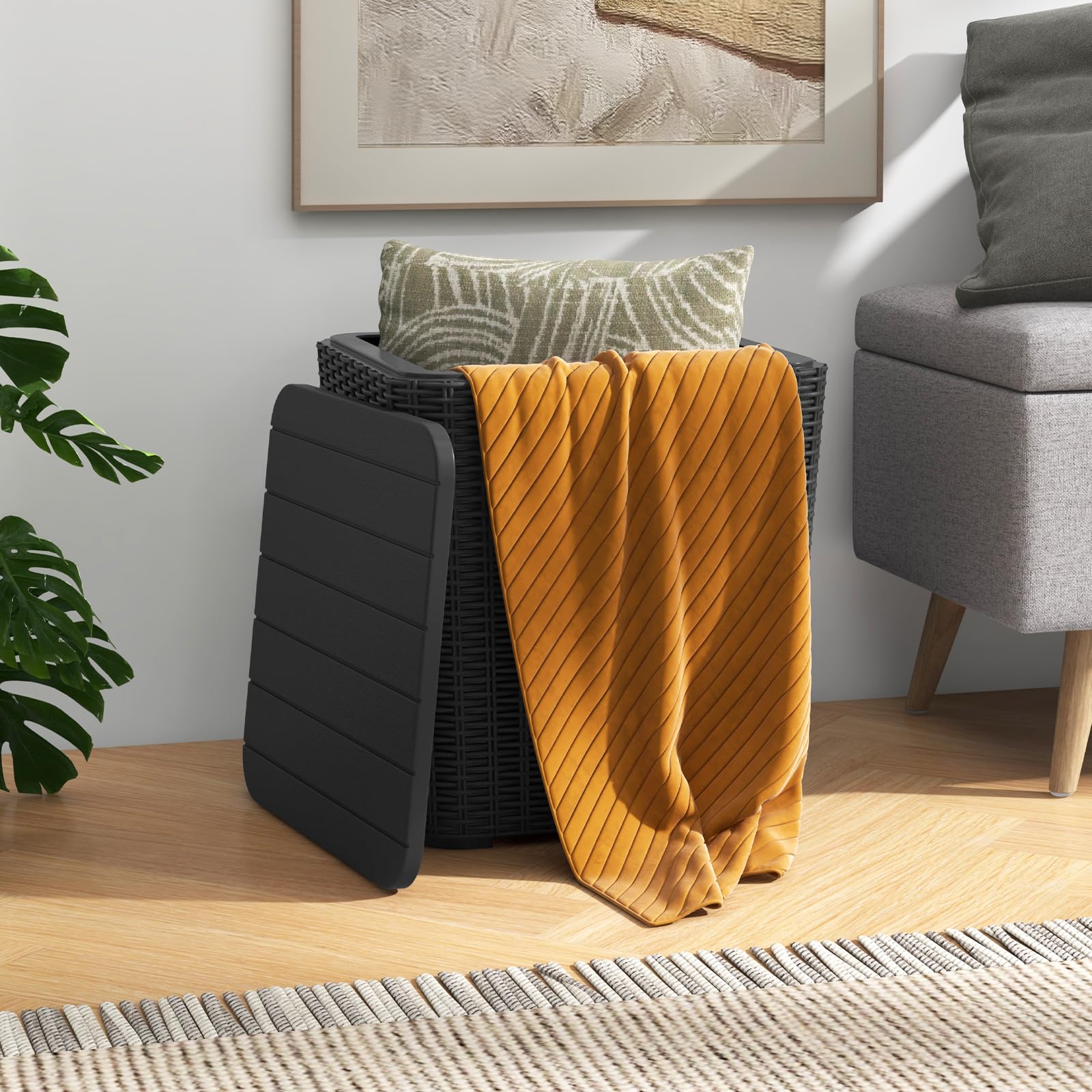 Tangkula deck box with removable lid open showing storage space