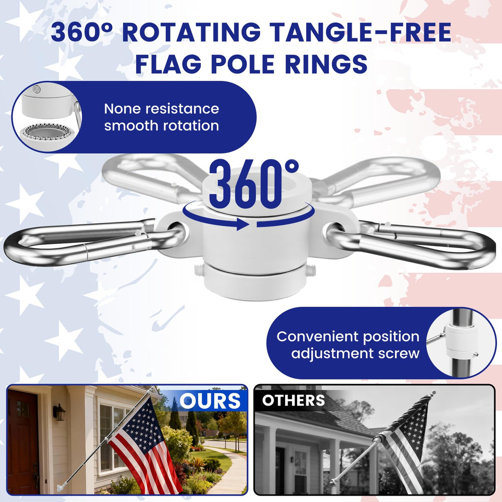 Tangle-free rotating rings on ZHULI flag pole kit