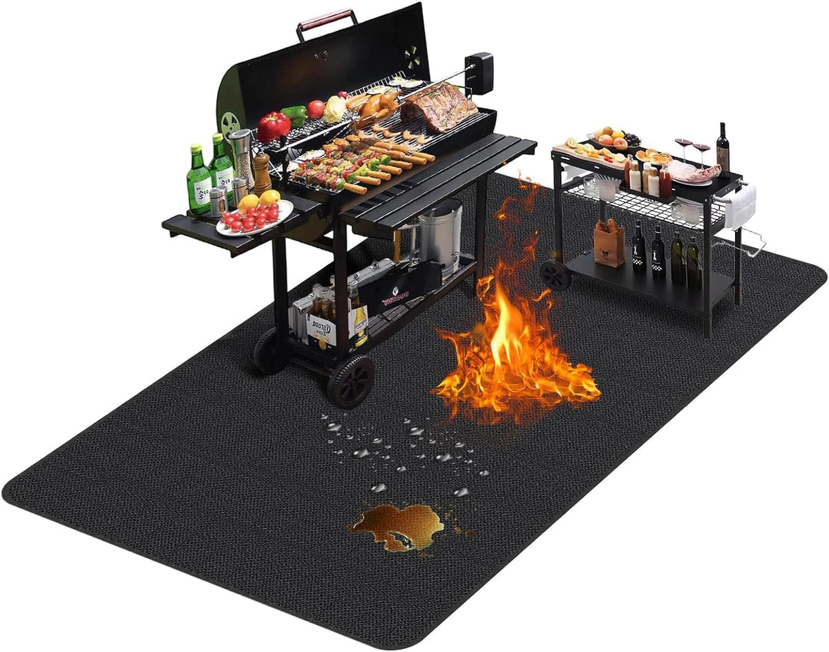 TAOMAND Large 76 x 52 inches Under Grill Mat black color