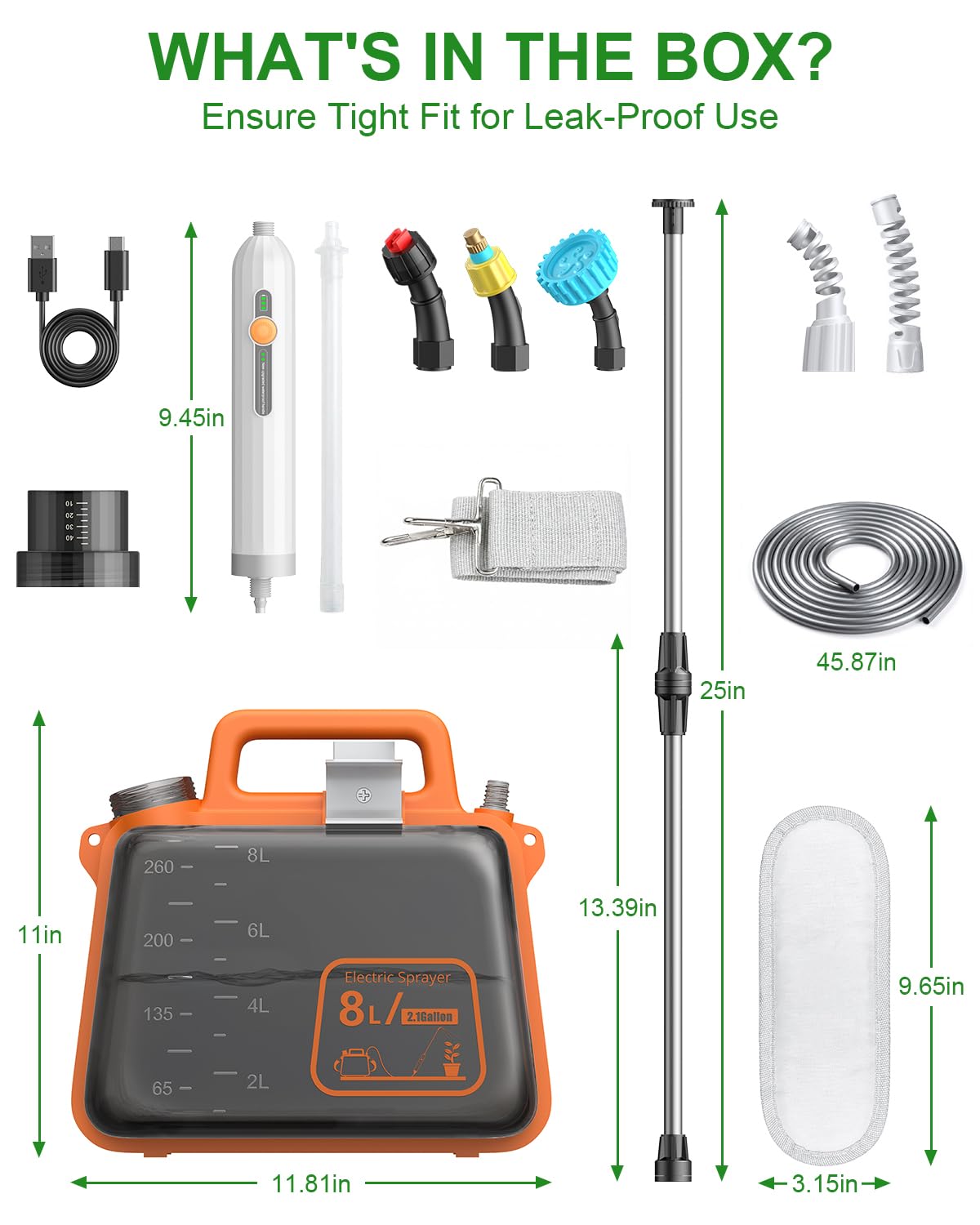 Tarden 2 Gallon Electric Garden Sprayer orange colour close-up