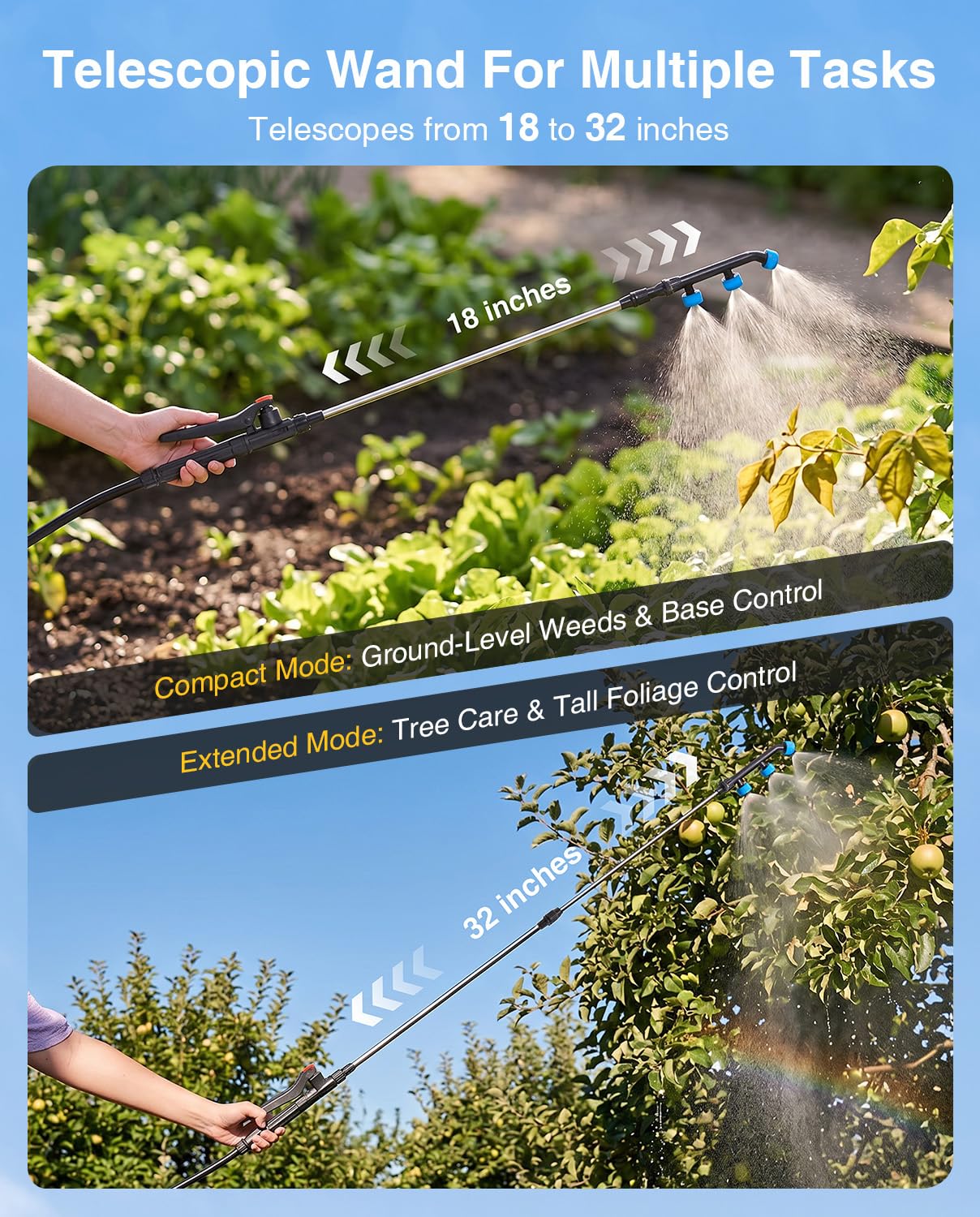 TaskStar Battery Powered Backpack Sprayer in use watering plants