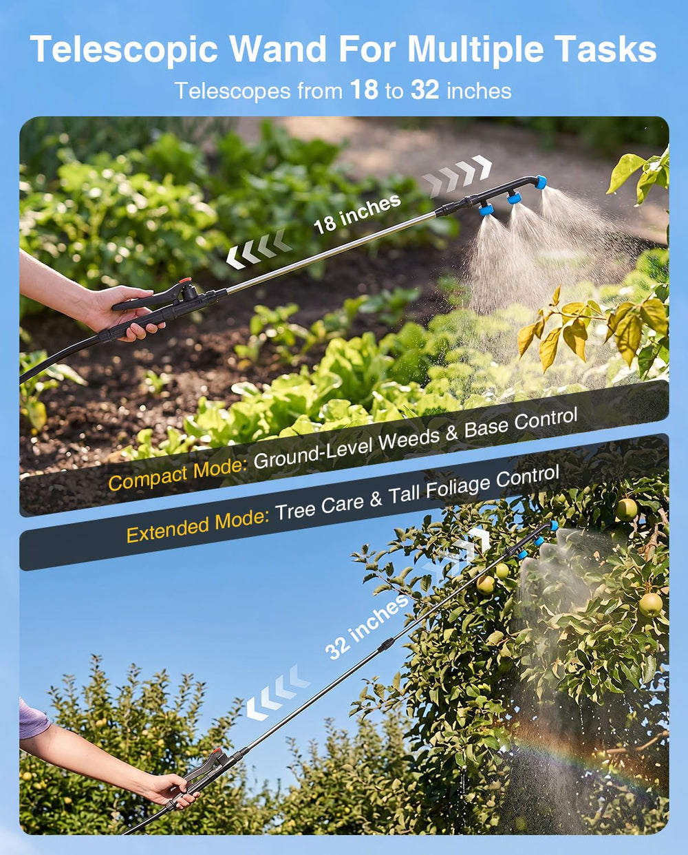 TaskStar Battery Powered Backpack Sprayer in use watering plants