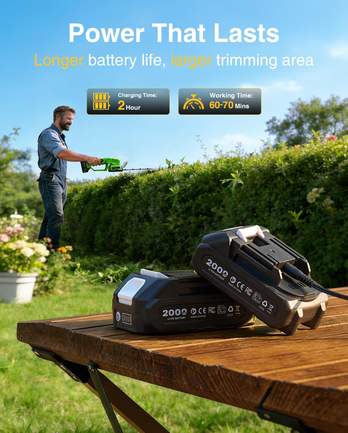 TaskStar hedge trimmer in garden setting