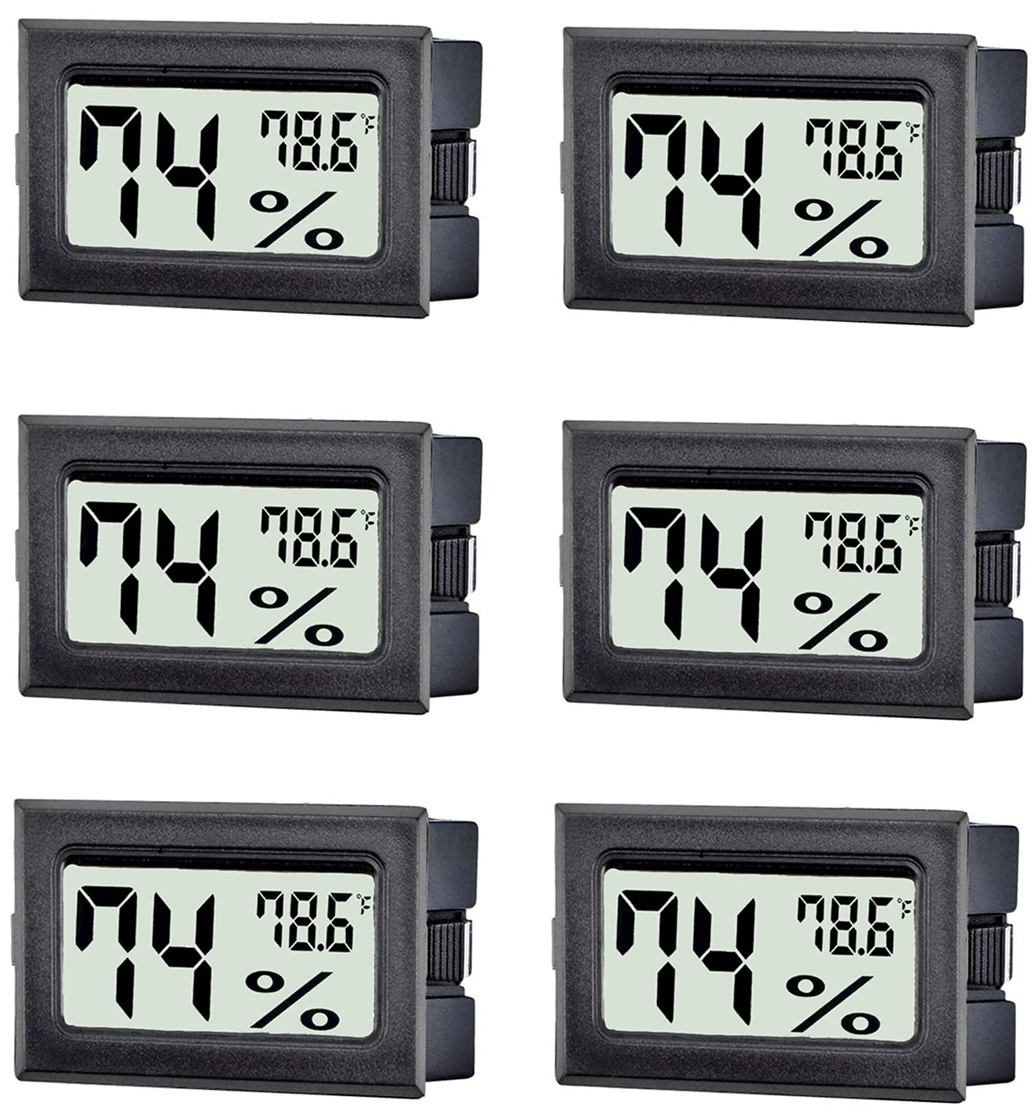 TASOGEN Mini Digital Thermometer Hygrometer black front view