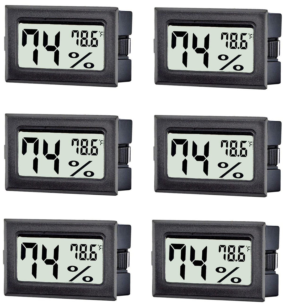 TASOGEN Mini Digital Thermometer Hygrometer black front view