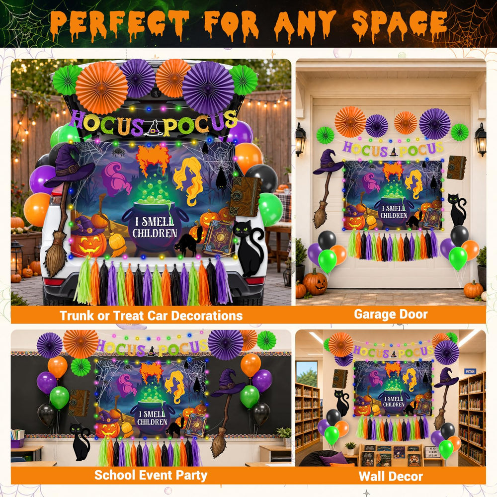 Tassels in purple, black, orange, and light green