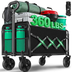 TATAANTY Collapsible Wagon Cart front view, Graphite Black