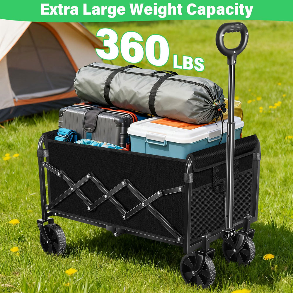 TATAANTY Collapsible Wagon Cart with groceries loaded