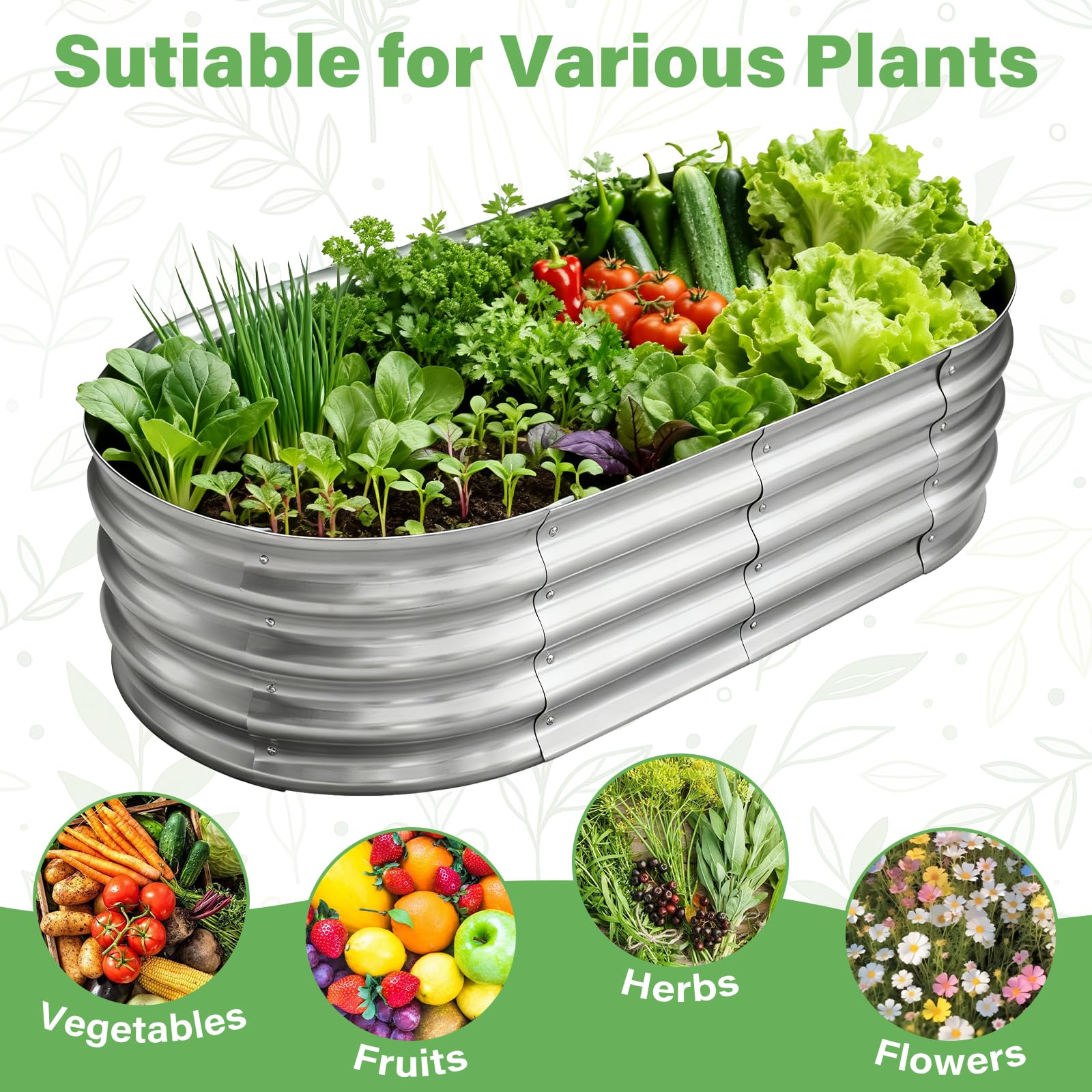 TATAANTY Galvanized Raised Garden Bed in a garden setting