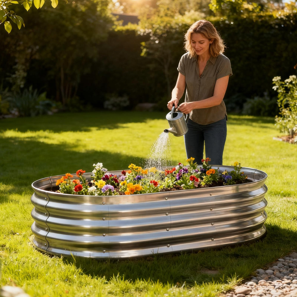 TATAANTY Galvanized Raised Garden Bed showing robust construction