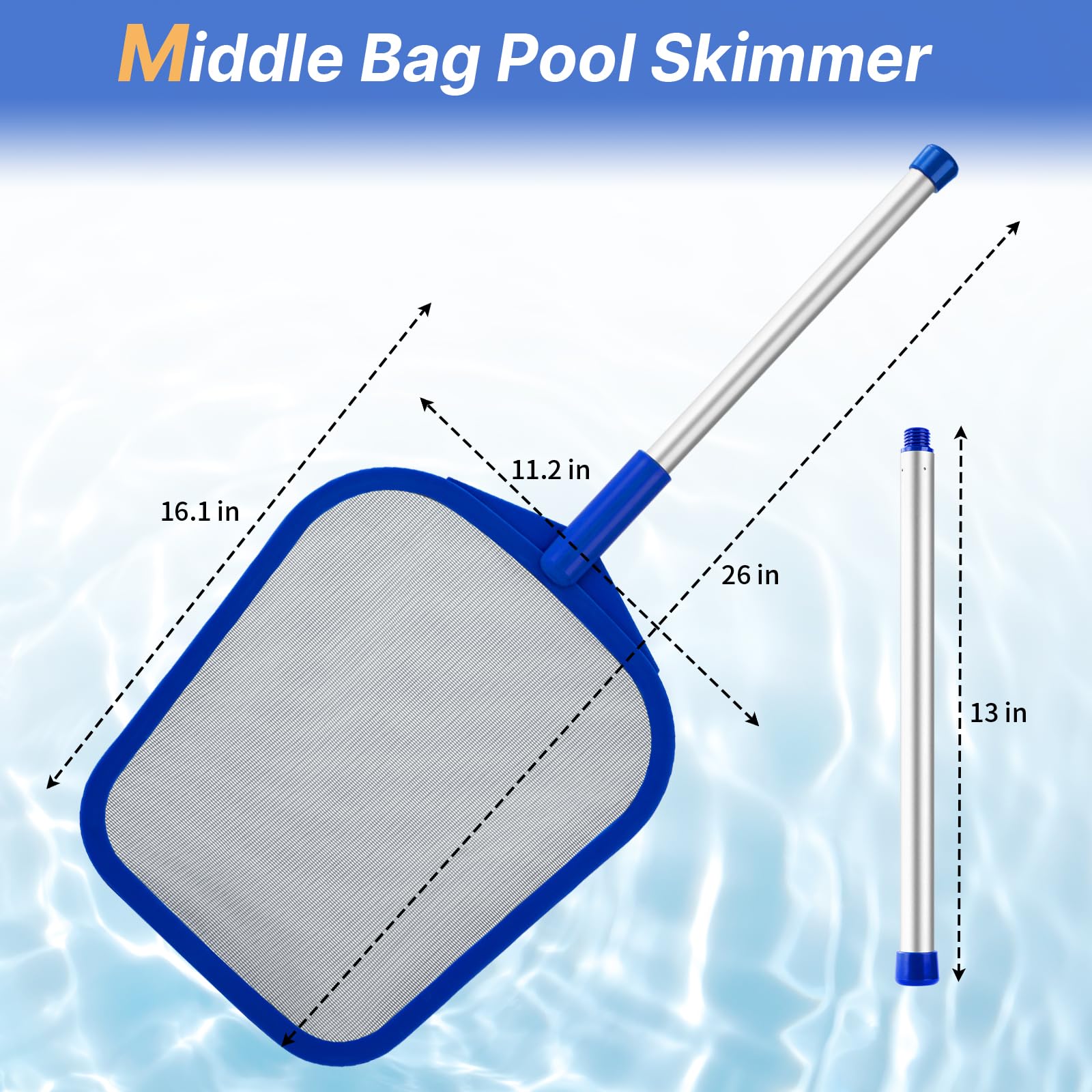 Tavaleu Pool Skimmer Net attached to aluminum pole